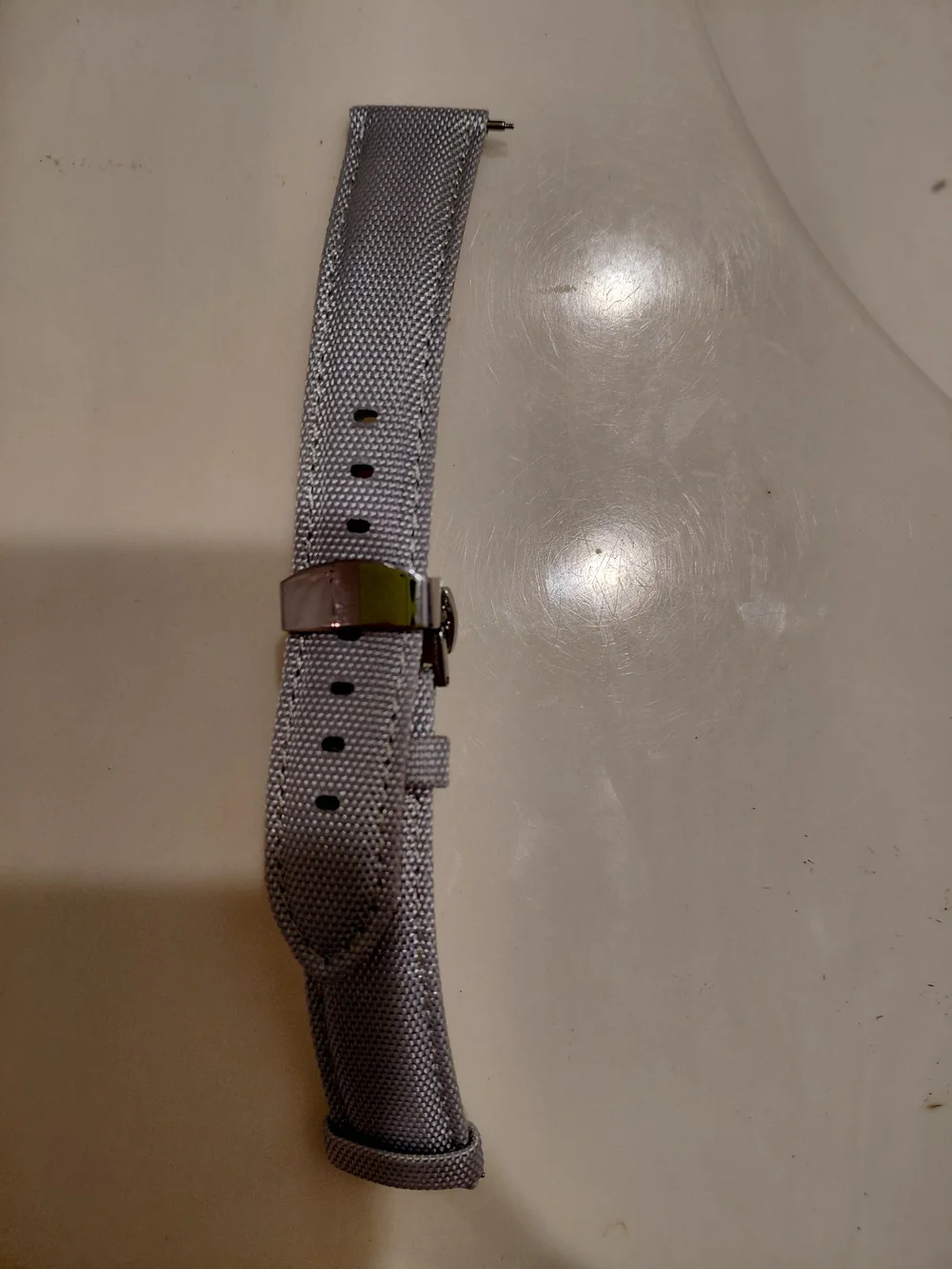 Men's Gray Fabric Watch Strap with Silver Clasp Deployant Buckle 20MM